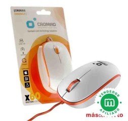 Raton X60 USB Blanco/Naranja CR0666