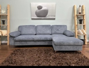 Sofá chaise longue gris terciopelo CYRIL