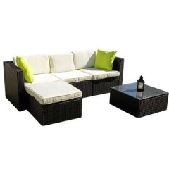 Conjunto jardín sofá chaise + mesita centro + puff marrón!! Envíos a domicilio